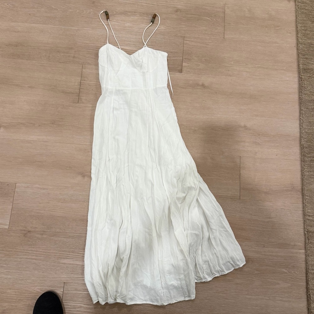 Zara White Maxi Dress with Spaghetti Straps